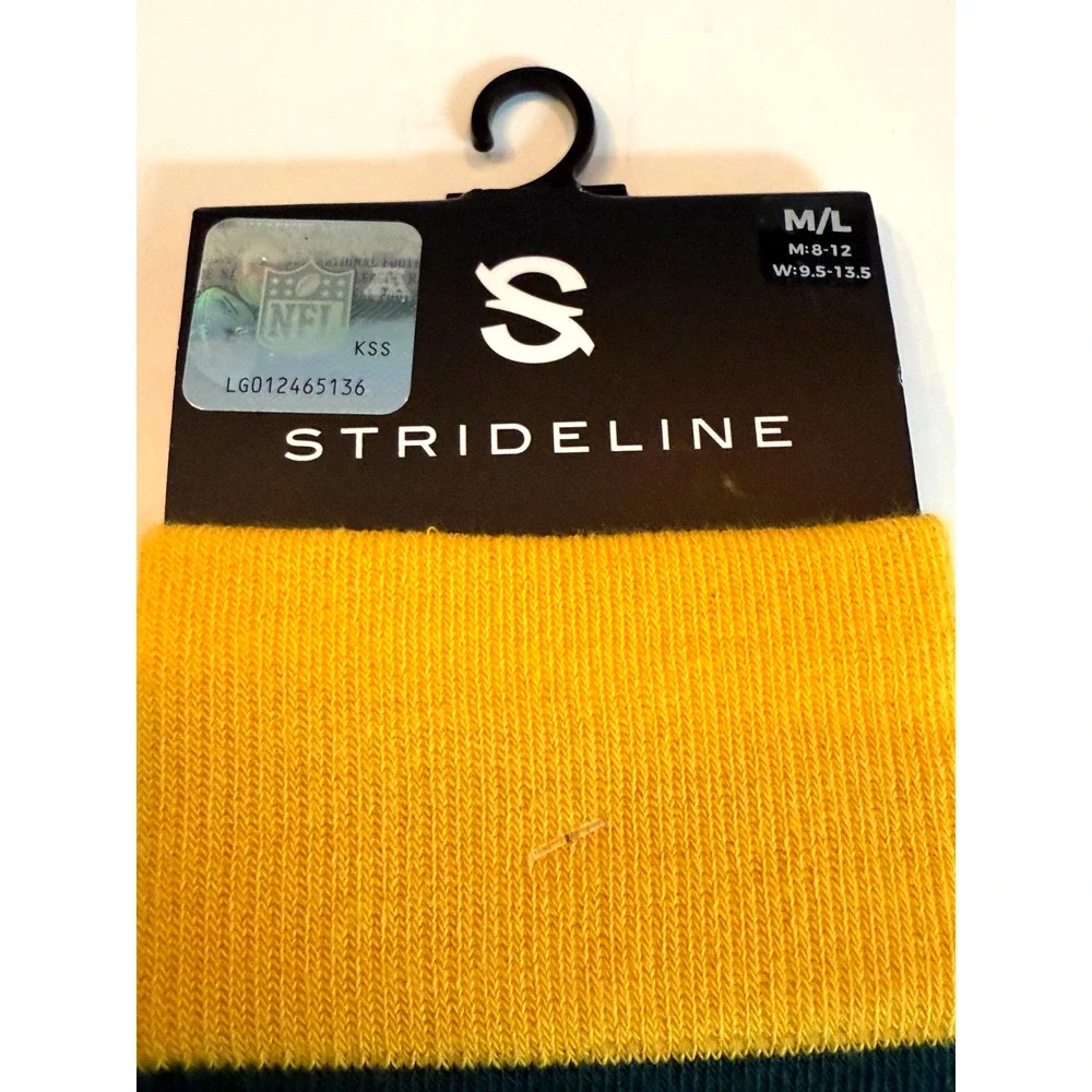 Strideline Green Bay Packers Unisex NFL Socks M/L Sizes M: 8-12 W: 9.5-13.5 NWT